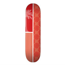 Tropiskt korall & rött virvlar runt skate board deck