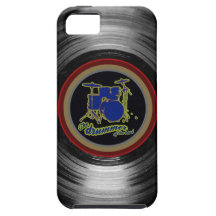 trummar rekord- ~-blått för vinylen iPhone 5 Case-Mate cases