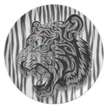 Tryck för abstrakt för panter för snöLeopard Dinner Plate