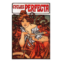 Tryck för Alphonse Mucha vintagecykel Foton
