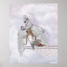 Tryck för änglarFae Unicorns Affischer