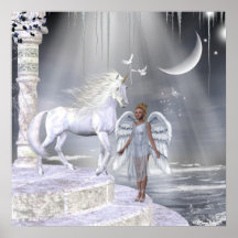 Tryck för änglarFae Unicorns Posters