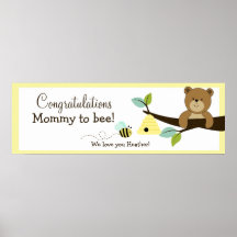 Tryck för baner för baby shower för honungbjörn be posters