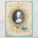 Tryck för barndrottningMarie Antoinette n fjäril Full Färg Flygblad