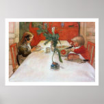 Tryck för konst för Carl Larsson aftonmål Posters