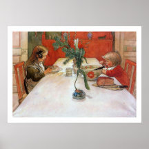 Tryck för konst för Carl Larsson aftonmål Posters