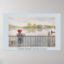 Tryck "för Lisbeth fiske" Carl Larsson konst Posters