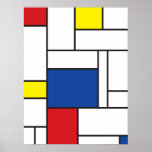 Tryck för Mondrian Minimalist De Stijl Vägg konsta