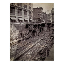 Tunnelbananutgrävning sjunde Ave och 24-25th NYC Vykort