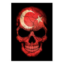 Turkish Flag Skull on Black Business Card