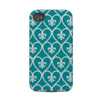 Turkos Hjärta Fleur De Lis Iphone 4 Tough Cases