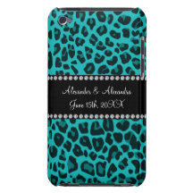 Turquoise leopard pattern wedding favors barely there iPod case