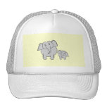 Två elefanter. Gullig vuxen- och babyCartoon. Baseball Hat