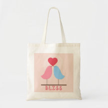 Två fåglar och en hjärta - salighet hänger lös tote bag