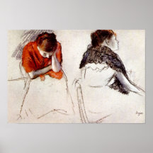 Två kvinnor som placeras av Edgar, Degas Affischer