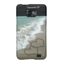 Två Sandhjärtor på stranden, romantiskt hav Galaxy S2 Skydd