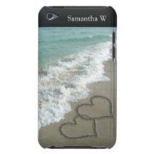 Två Sandhjärtor på stranden, romantiskt hav iPod Case-Mate Case
