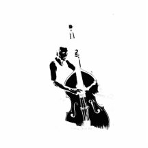 Två tonade den upprätta bas- spelare skisserar BW Photo Cutouts