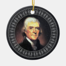 Tvåsidiga Thomas Jefferson porträtt och citationst Juldekoration