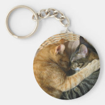 Two Sleeping Tabby Cats Cuddling Key Chains