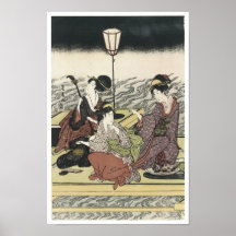 Tycka om coolan av aftonen, Toyohiro, 1800s Print