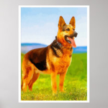 Tysk herdehund för Aquarelle Print