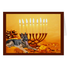 Tyskt herde   Chanukah kort Menorah1