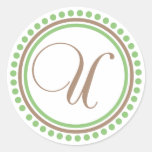 U-Monogram (den Mintgrönt/bruntet pricker cirklar) Klistermärken