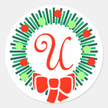 U-Monogram (Retro julkran) Rund Klistermärke