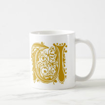 U Monogram Wedding Gold Mugs Cups and Steins