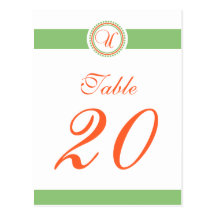 U pricker cirklar Monogrambordsnumret (Mint/orange Vykort