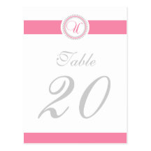 U pricker cirklar Monogrambordsnumret (rosa/silver Vykort