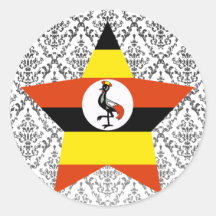 Uganda stjärna rund klistermärke