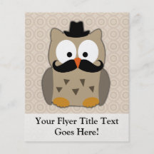 Uggla med mustasch och hatten flygblad designs