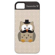 Uggla med mustasch och hatten iPhone 5 cases
