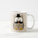 Uggla med mustasch och hatten kaffe kopp