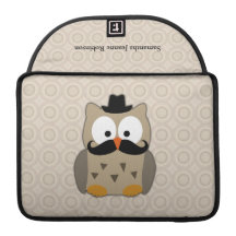 Uggla med mustasch och hatten MacBook pro sleeve