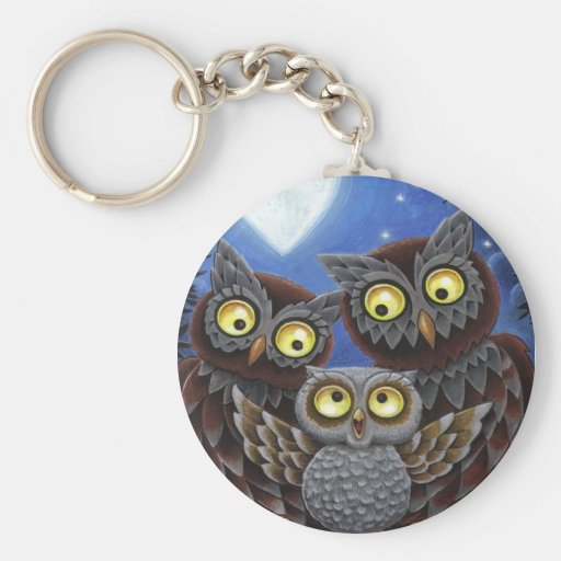 Ugglafamilj Keychain Nyckel Ring