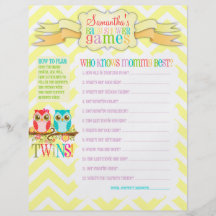 Ugglan kopplar samman "baby shower spelar" aktivit flygblad designs