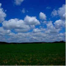 Uk-blå himmel och grönt gräs hela vägen photo cutout