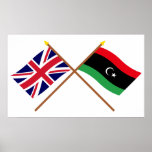 UK och Libyen korsad flaggor Affisch