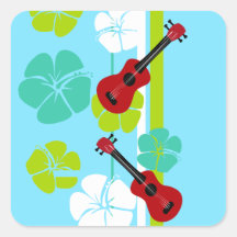 Ukulele Time! Fyrkantigt Klistermärke
