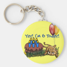 Ultra årig Keychain för Leopard gulliga 6 födelsed Nyckelringar