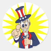 Uncle Sam Cartoon Round Sticker