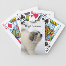 Underbara Pyrenees valp som leker kort Spel Kort