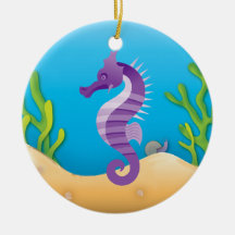 Undervattens- purpurfärgad Seahorserundaprydnad Jul Dekorationer