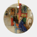 Ung flicka med snurr rullar - Carl Larsson Julgranskulor