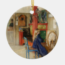 Ung flicka med snurr rullar - Carl Larsson Julgranskulor