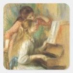 Ung flicka på pianot av Pierre Auguste Renoir Klistermärke