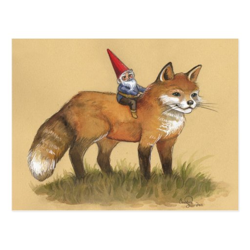 Ung Gnome och räv Vykort